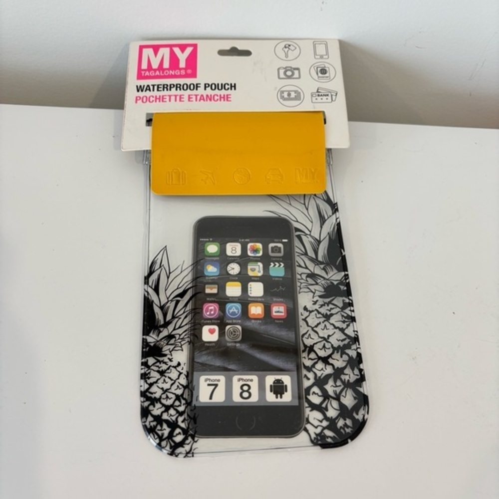 MY TAGALONGSWaterproof pouch Pineapple dry stash bag hold phone yellow clear NEW